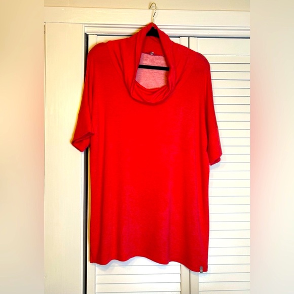 T by Talbots Cowl Neck Short Sleeve Coral Tunic 1X - Picture 1 of 10